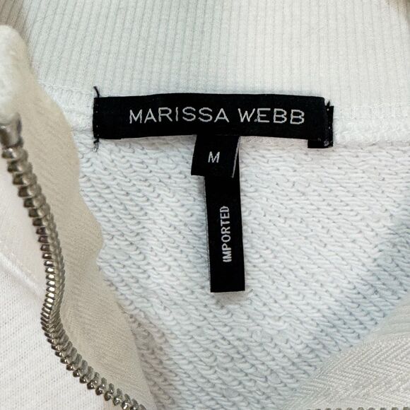 Marissa Webb Sweatshirt Womens Medium White 1/4 Zip Mock Neck Pullover Cotton - Picture 4 of 9